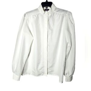 New Fashion Vintage Unique White Long Sleeve Polyester Blouse Women's Size 12